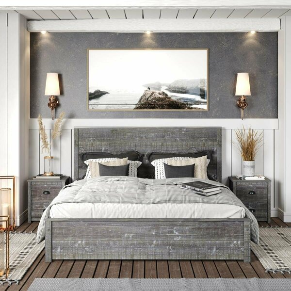 Daphnes Dinnette Hampton Solid Wood Bed Misty Grey - Queen Size DA2826740